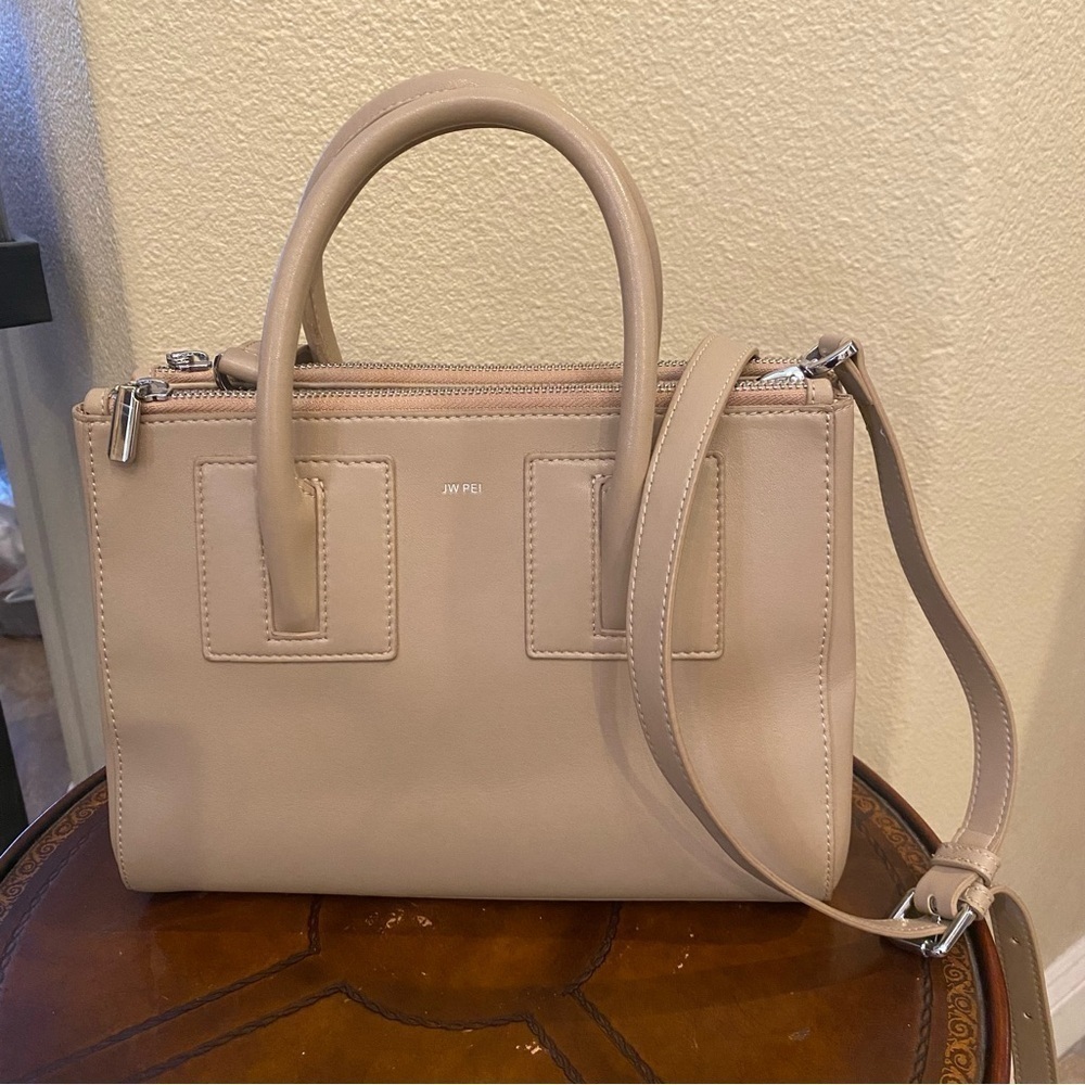 JW PEI Light Beige Tote Bag With Crossbody Strap 8”x10”